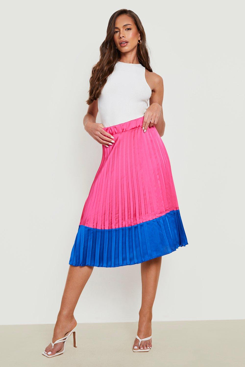 Boohoo pink midi skirt best sale